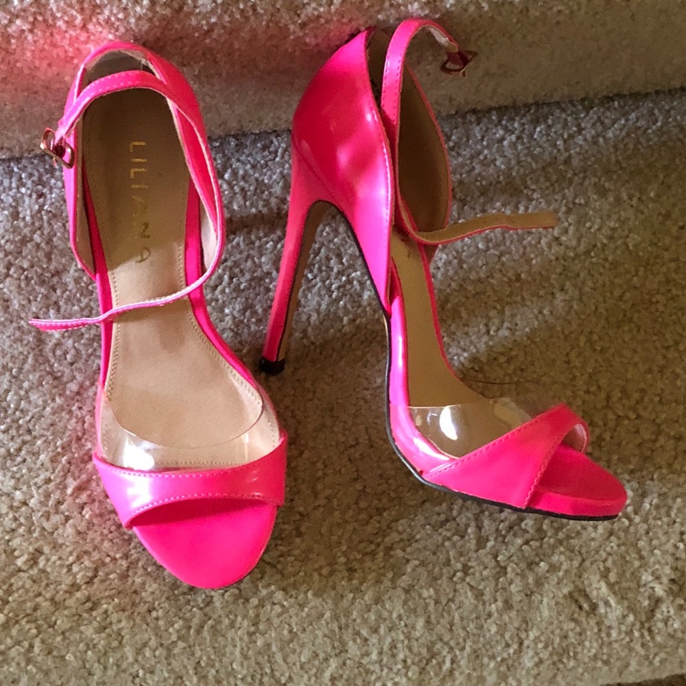 Hot pink 3 1/2” High Healed Sandals